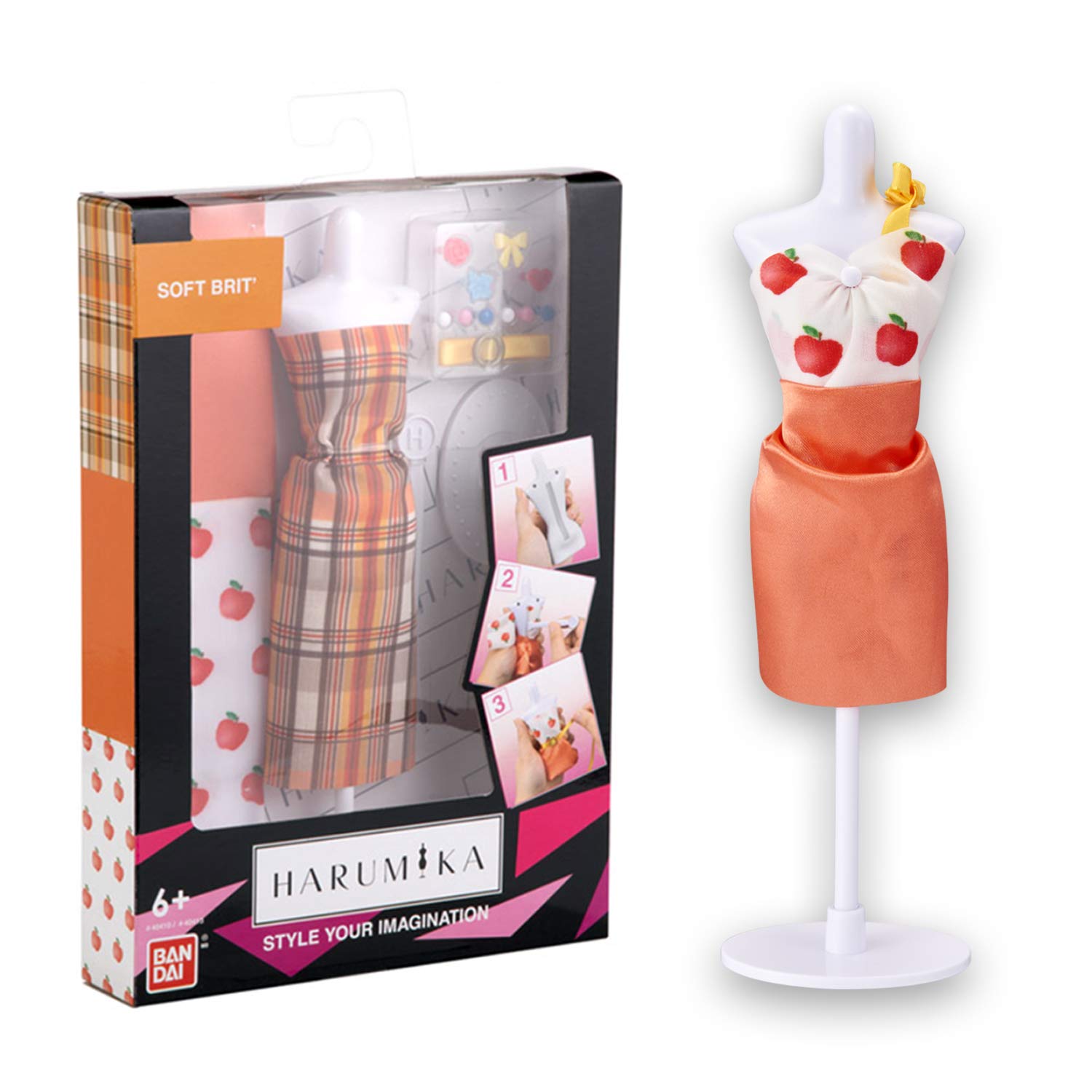 Bandai 40413 Harumika Fashion Design for Kids-Craft Your Own Catwalk Looks with This Creative Kit-Single Torso Set-'Soft Brit' Style Includes Reusable Mannequin, Fabric and Accessories