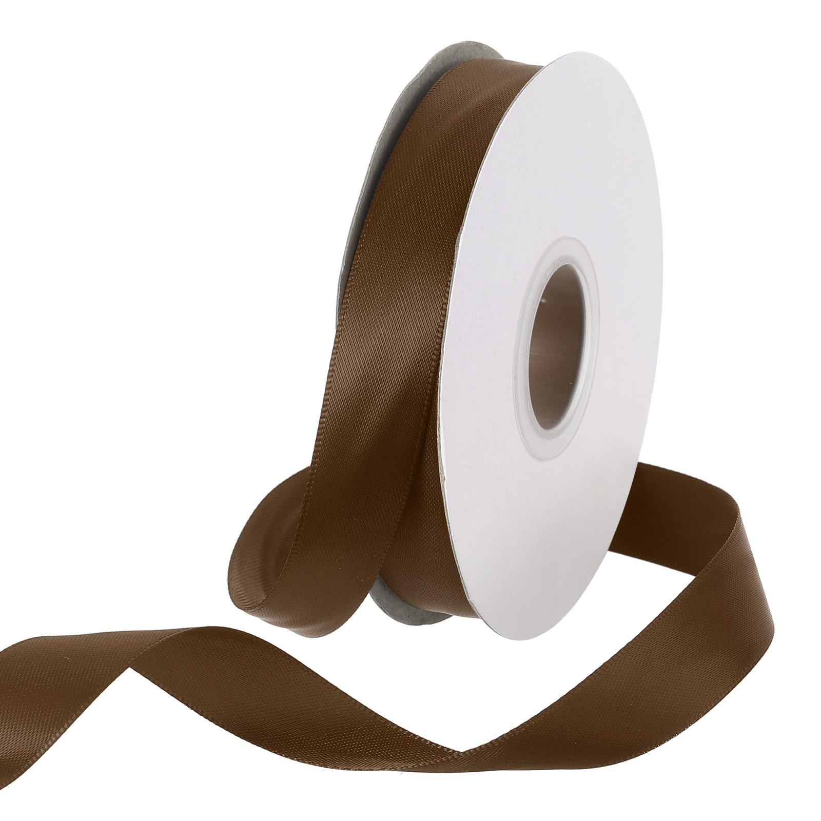Rebower 15mm Satin Ribbon 23m Thick Double Face Grosgrain Silk Ribbon, [for Gift Wrapping, Hair Bows, Wedding, Cake, Flower] - 25 Yard/75ft/ Dark Brown