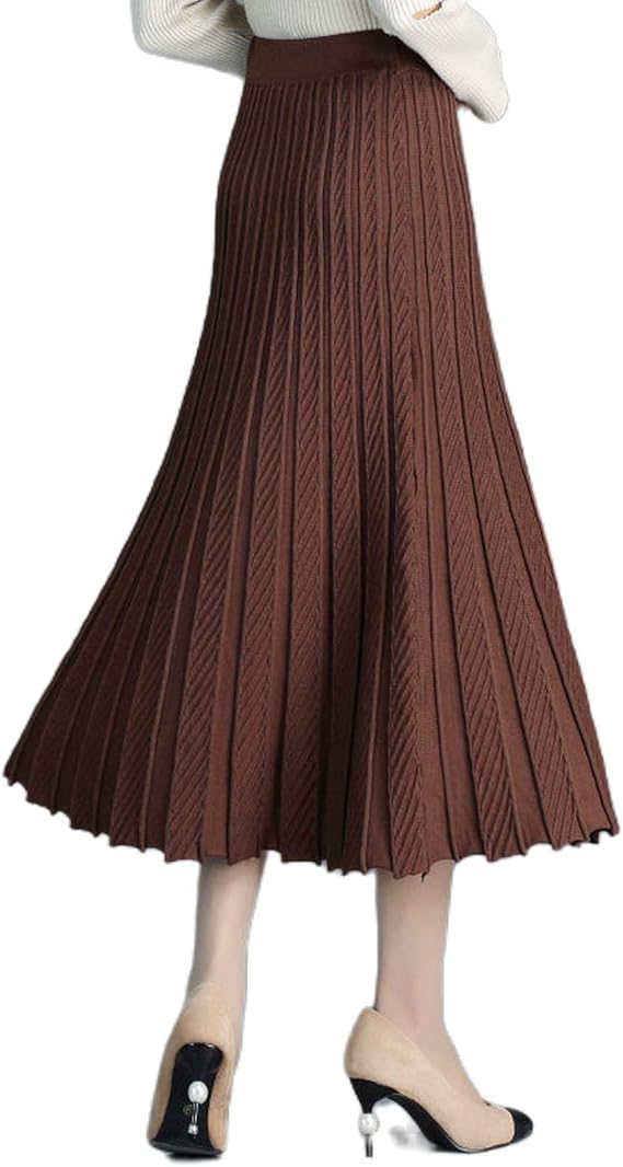 Skirts Quality Products Warm Knitted Straight Skirt Spring Autumn Pleated Skirt High Waist