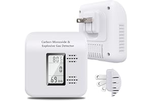 4-in-1 Upgraded Natural Gas Leak Detector and Carbon Monoxide Detectors,Carbon Monoxide Detectors Plug in with Temperature & 