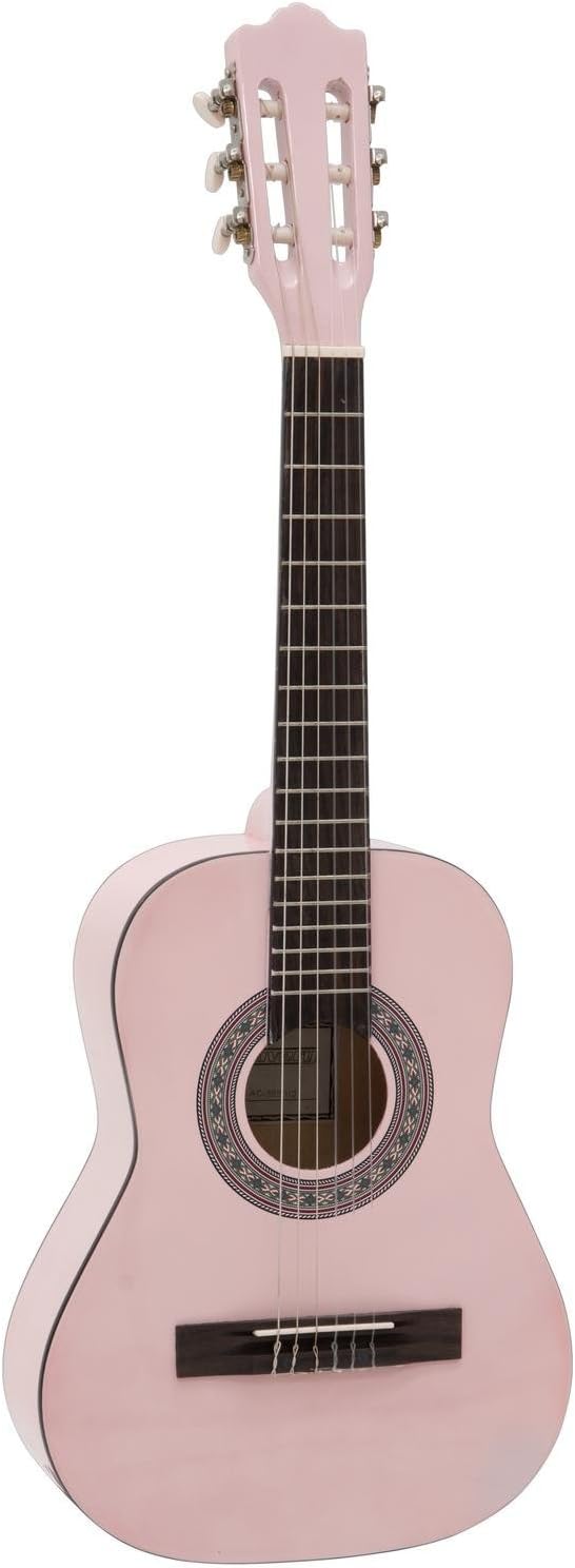 showking Small Classical Guitar FIDEL with Gig Bag, 1/2, pink - Concert Guitar for Kids/Beginners Guitar