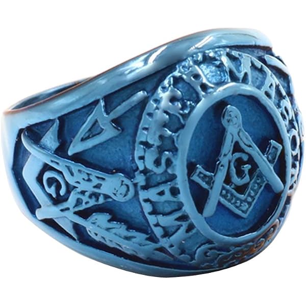 MOWEN Men's Black Stainless Steel Masonic Ring - 3D Large G Master Mason Vintage Signet Ring, Size 11