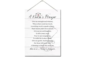 AUII JO DESIGN A Nurse's Prayer Inspirational Decor Sign, Nurse Gifts Wall Decor, Hanging Printed Wall Plaque Wood Signs, Home or Office Decor, Nurse Gift for Appreciation/Practitioner/Graduation/School 10X7.8in