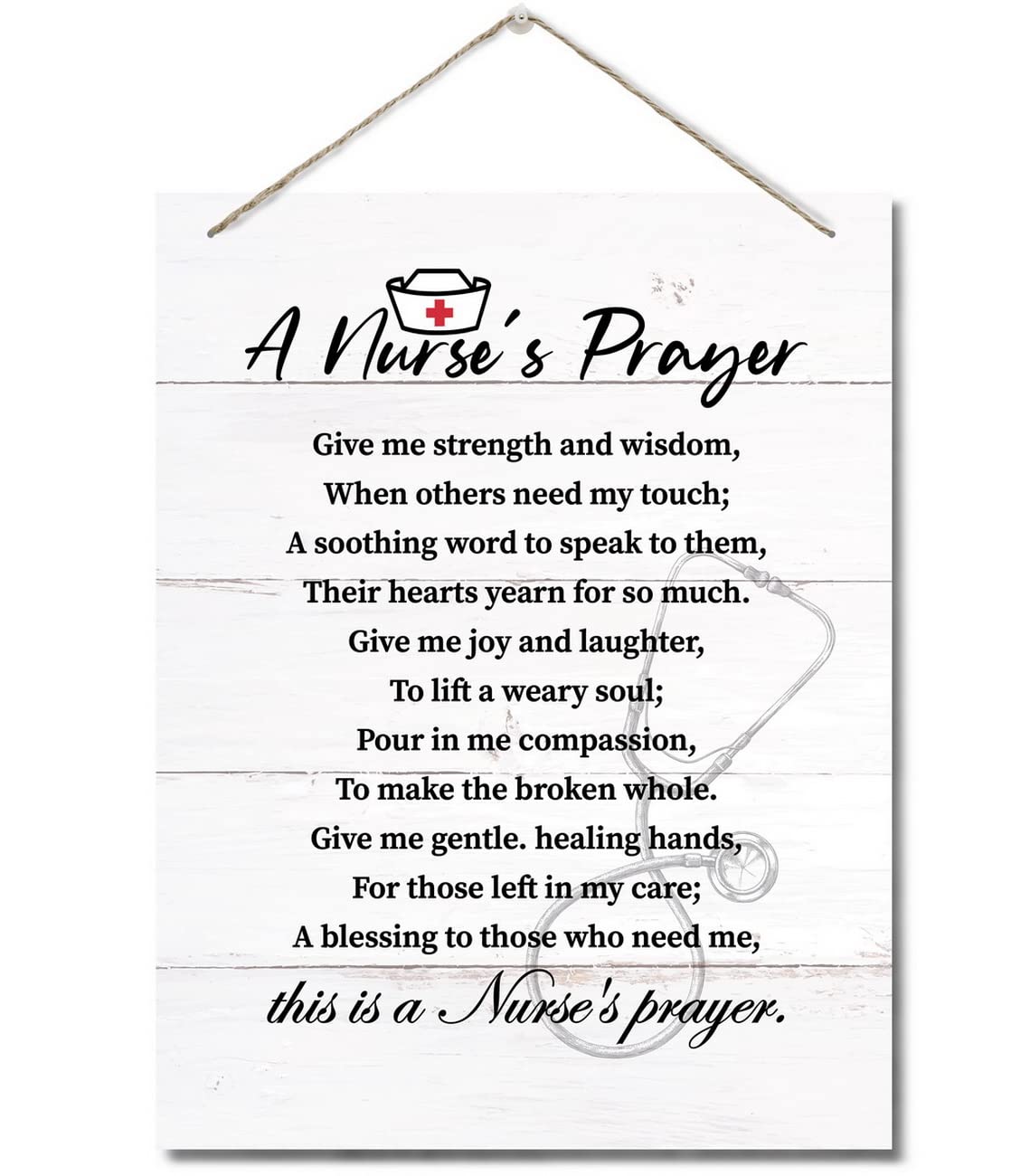 Photo 1 of A Nurse's Prayer Inspirational Decor Sign, Nurse Gifts Wall Decor, Hanging Printed Wall Plaque Wood Signs, Home or Office Decor, Nurse Gift for Appreciation/Practitioner/Graduation/School 10X7.8in