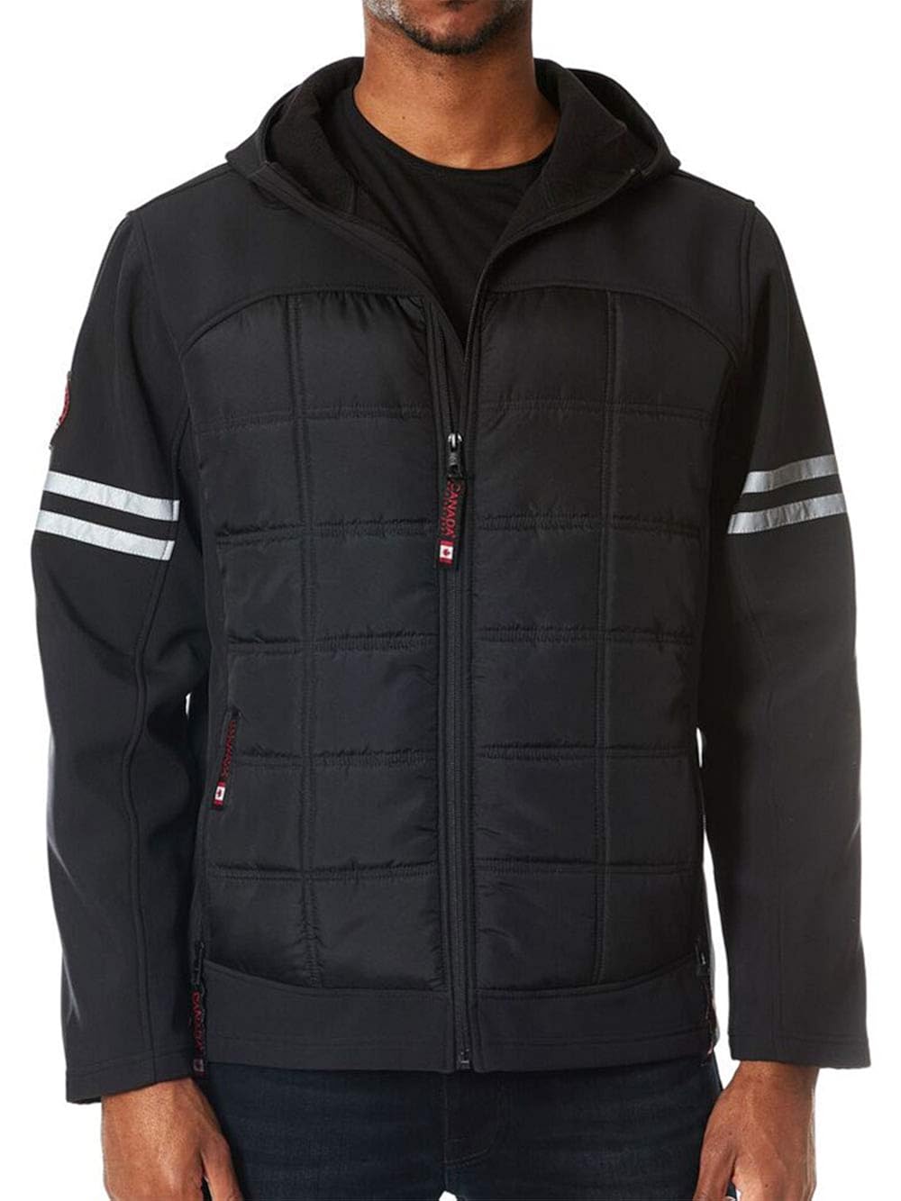 2XL CANADA WEATHER GEAR Mens Hooded Jacket Black Clothing Jackets & Coats