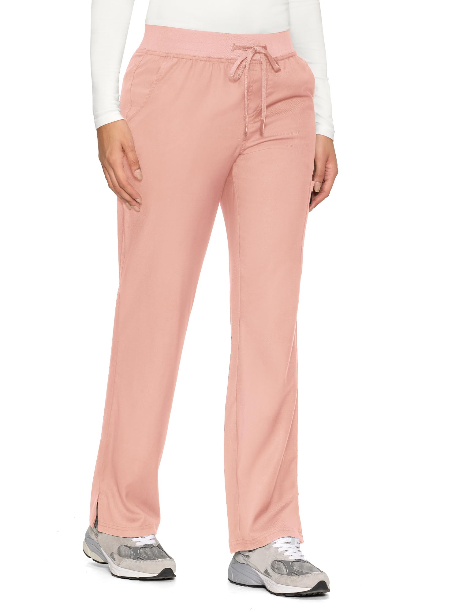 Photo 1 of COZYFIT Scrub Pants for Women - Straight-Leg Cargo Pants with 3 Pockets, Drawstring Scrub Pants,Pink,M