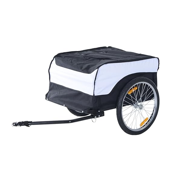 HOMCOM® Transportanhänger Lastenanhänger Fahrrad Anhänge Lasten-Fahrradanhänger CargoTrailer