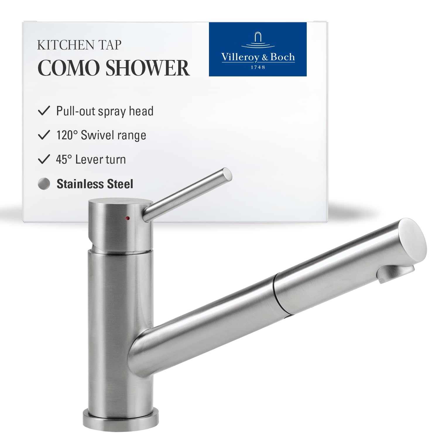 Villeroy & Boch VB-9252 00 LC, Kitchen Sink tap Como Shower, Brushed Steel