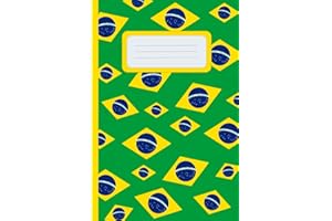 Flag of Brazil Notebook 6x9, 120 lined pages. Fun cover featuring Brazilian national colors. It can be used as a composition book or a journal: School, College, University, Office, Work