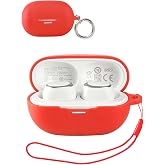 ZBAGUG Case for QCY MeloBuds A30 Earbuds, Soft Silicone Shock-Absorbing Design, Includes Keychain and Lanyard, Does Not Affect Charging, Red