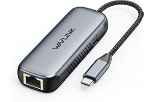 WAVLINK 5Gbps USB C to Ethernet Adapter, 5000Mbps USB-C to RJ45 Network Converter with 95W Charging Port, Aluminum Case for W