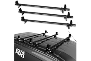 KitsPro 400lb Roof Rack Cross Bars for 2015-2024 Ford Transit Cargo 150 250 350 HD, Matte Black Heavy Duty Stainless Steel Cargo Crossbar, Pack of 3