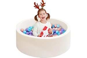 IAGBIBUI Baby Ball Pit for Toddlers, 35.4"x 11.8" Foam Ball Pit for Kids, Soft Round Ball Pool for Baby, Indoor and Outdoor Playpen, Ideal Gift for Children, White, (Balls not Included)