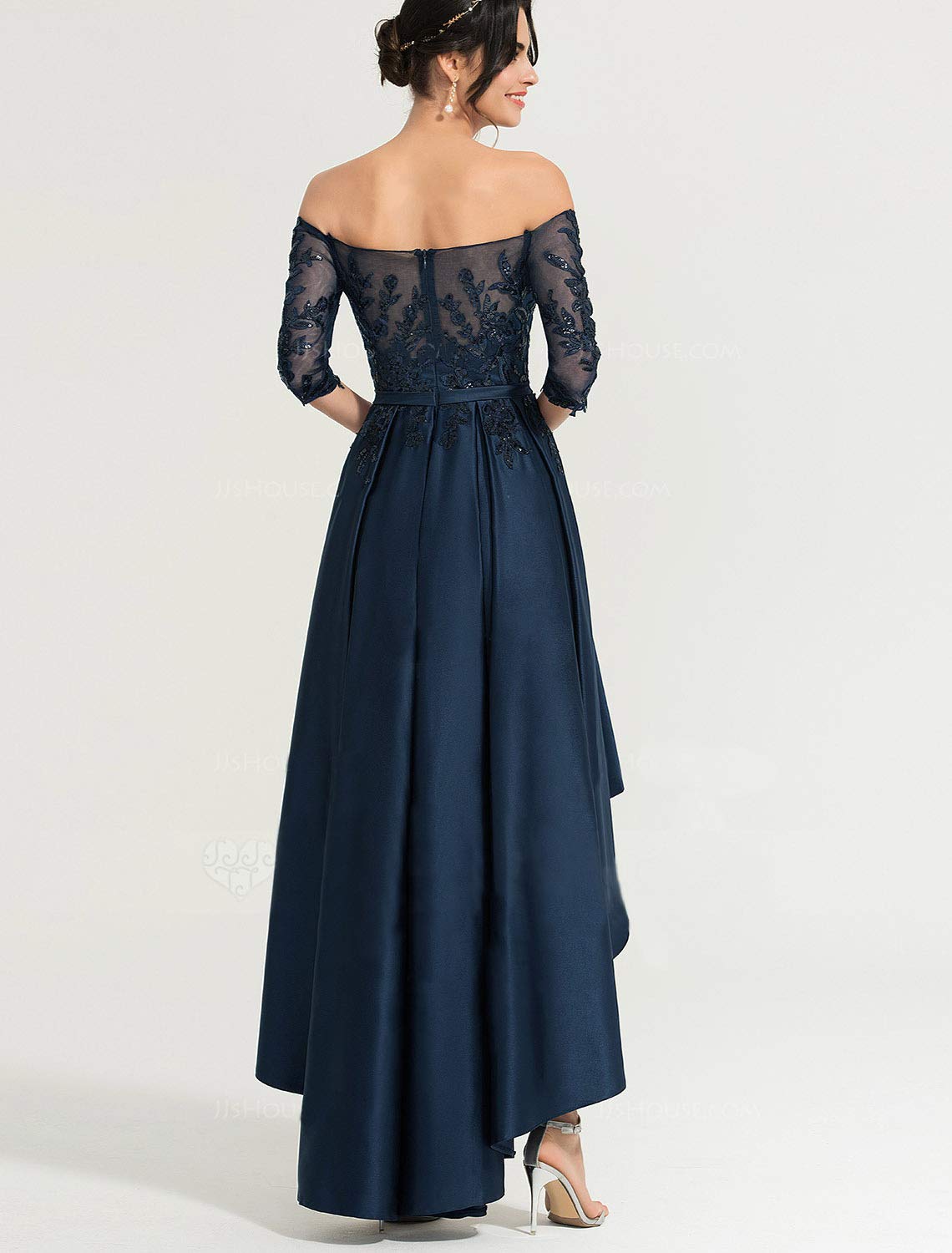 half shoulder long gown