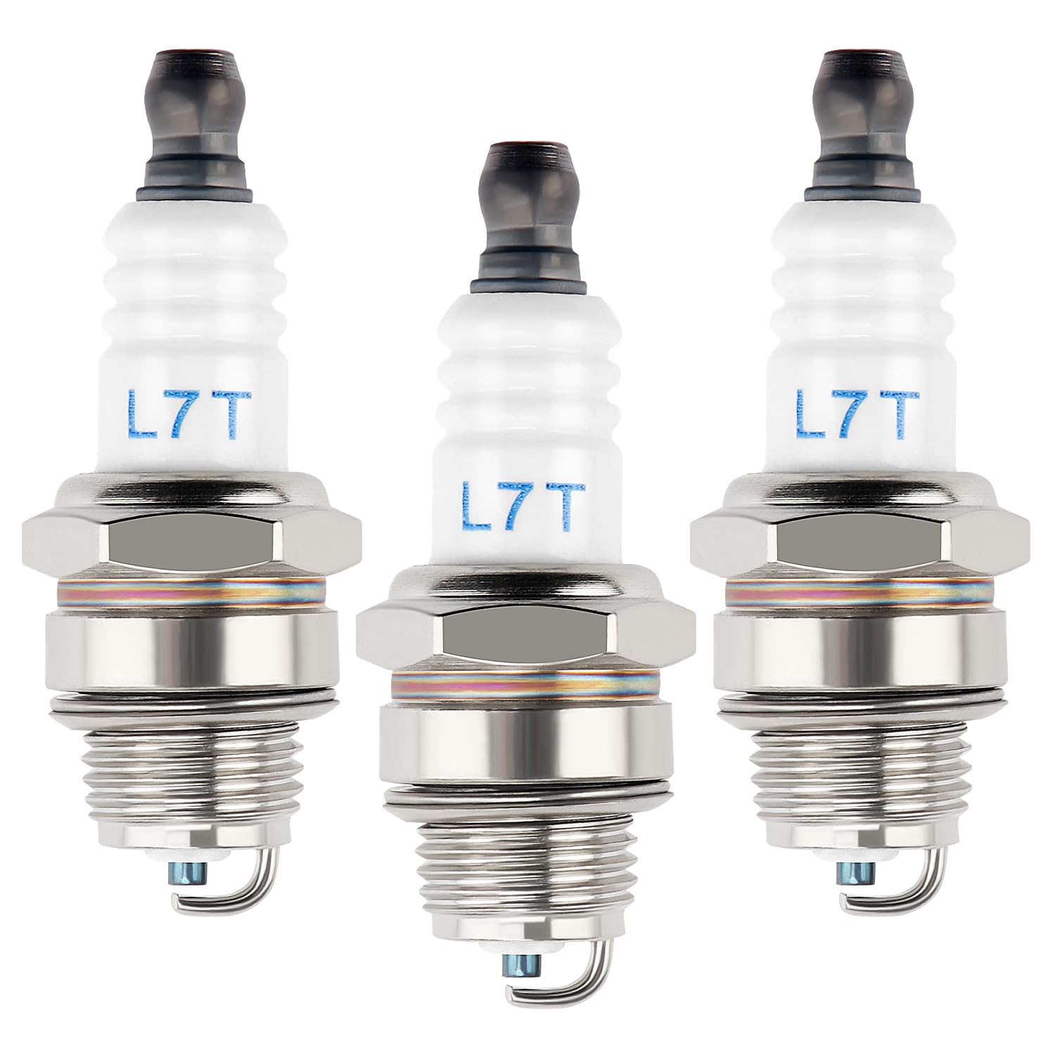 VooGenzek 3 PCS Spark Plug L7T, Lawnmower Spark Plug, 2 Stroke Spark Plug, BM6A / L7T Spark Plug Replacement, for Strimmer Chainsaw Lawnmower Hedge Trimmer Cutter Replacement Accessories