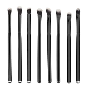 Electomania Black Handle Professional Eye Shadow Makeup Brushes Set Cosmetic Eyeshadow Nylon Hair Brush Kits 8 pieces in 1 set (Black)