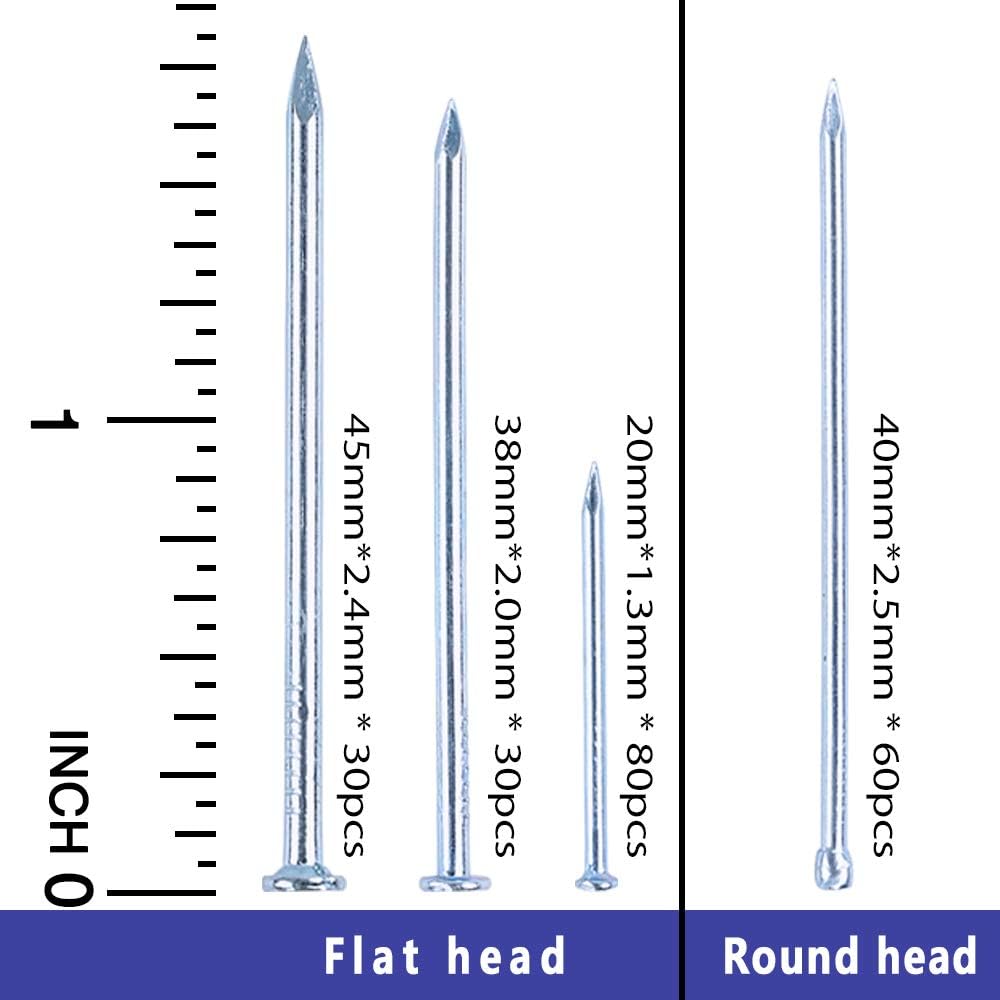 Coceca Hardware Nail Assortment Kit 200pcs, Galvanized Nails, 4 Size Assortment - - 