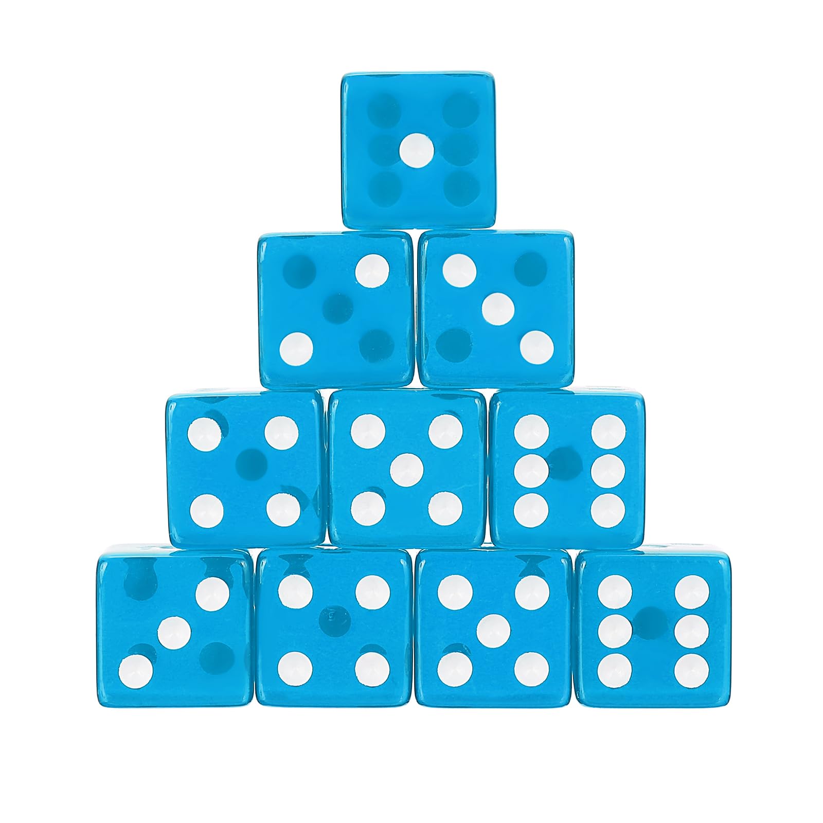 sourcing map 100Pcs Acrylic Dice, 19mm/0.75" Translucent D6 Dice, 6 Sided Square Rounded Edge for Board Table Games Birthday Theme Party Supply, Light Blue