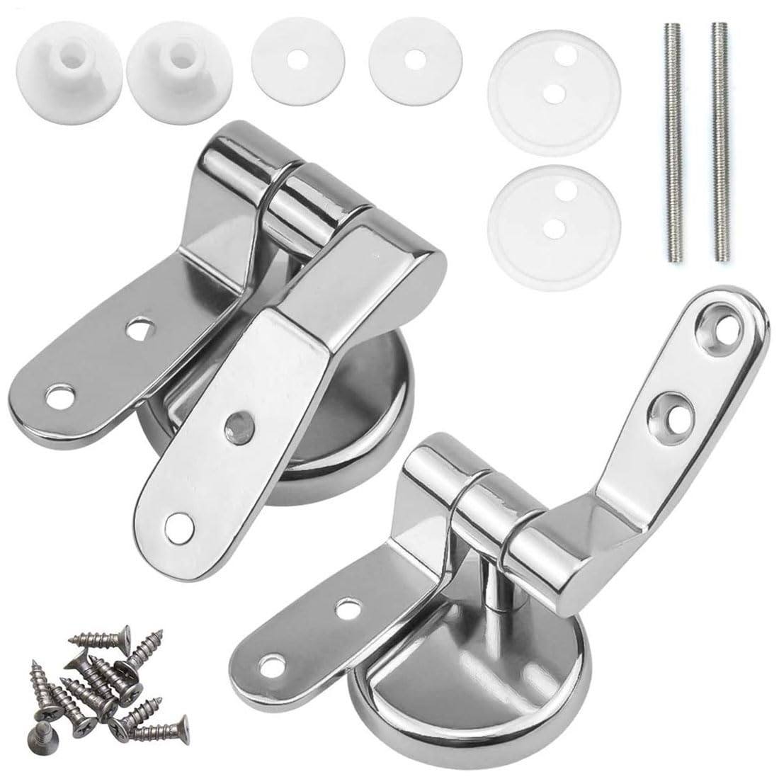 LEEQBCR 2 x Stainless Steel Toilet Seat Hinges, Toilet Seat Hinge Pair,Toilet Seat Hinges, Includes Fittings, for Toilet Seats