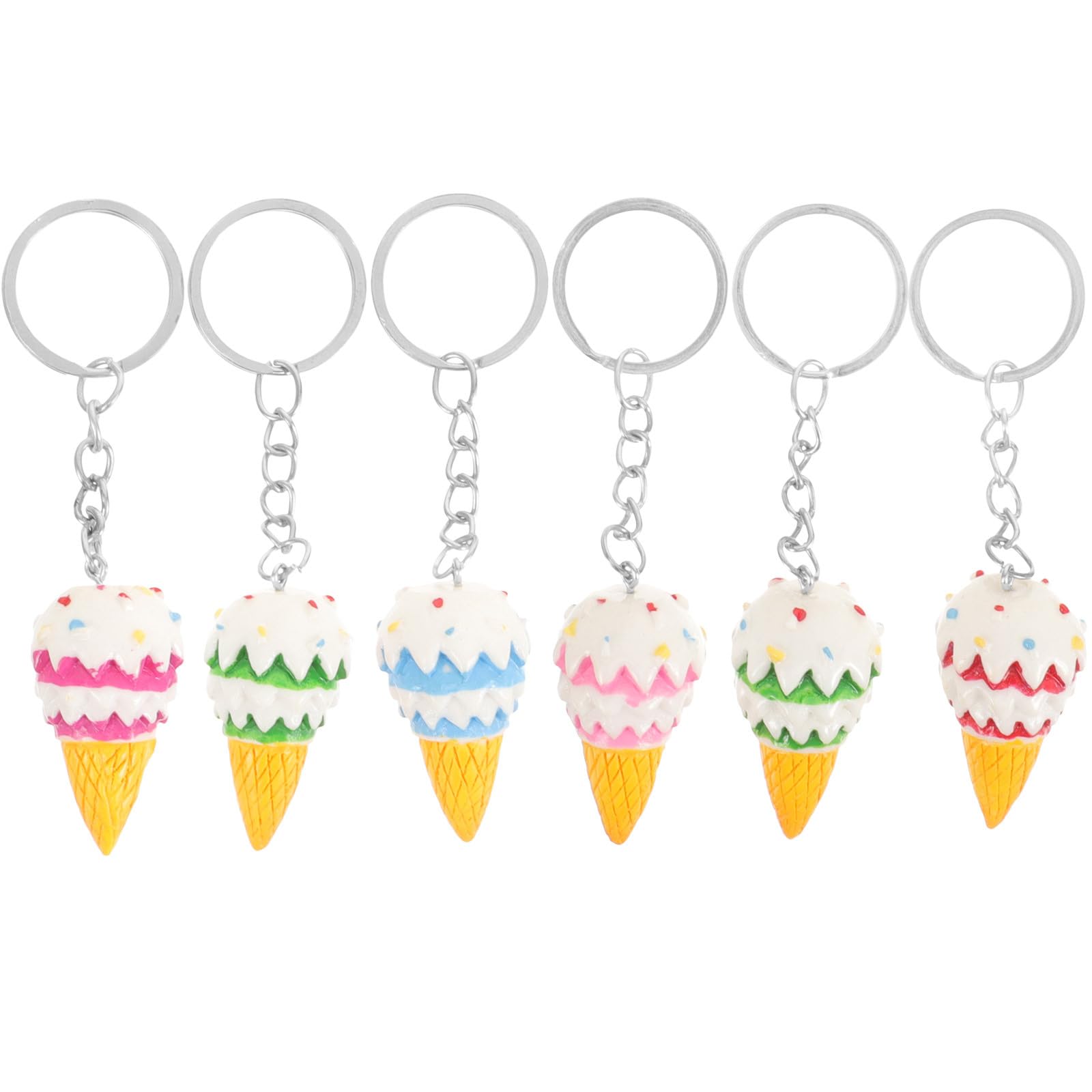 PRETYZOOM Ice Cream Keychain Set 6Pcs Resin Mini Ice Cream Pendant Keyrings Creative Bag Charm Decoration Gift for Birthday Christmas Party Favors
