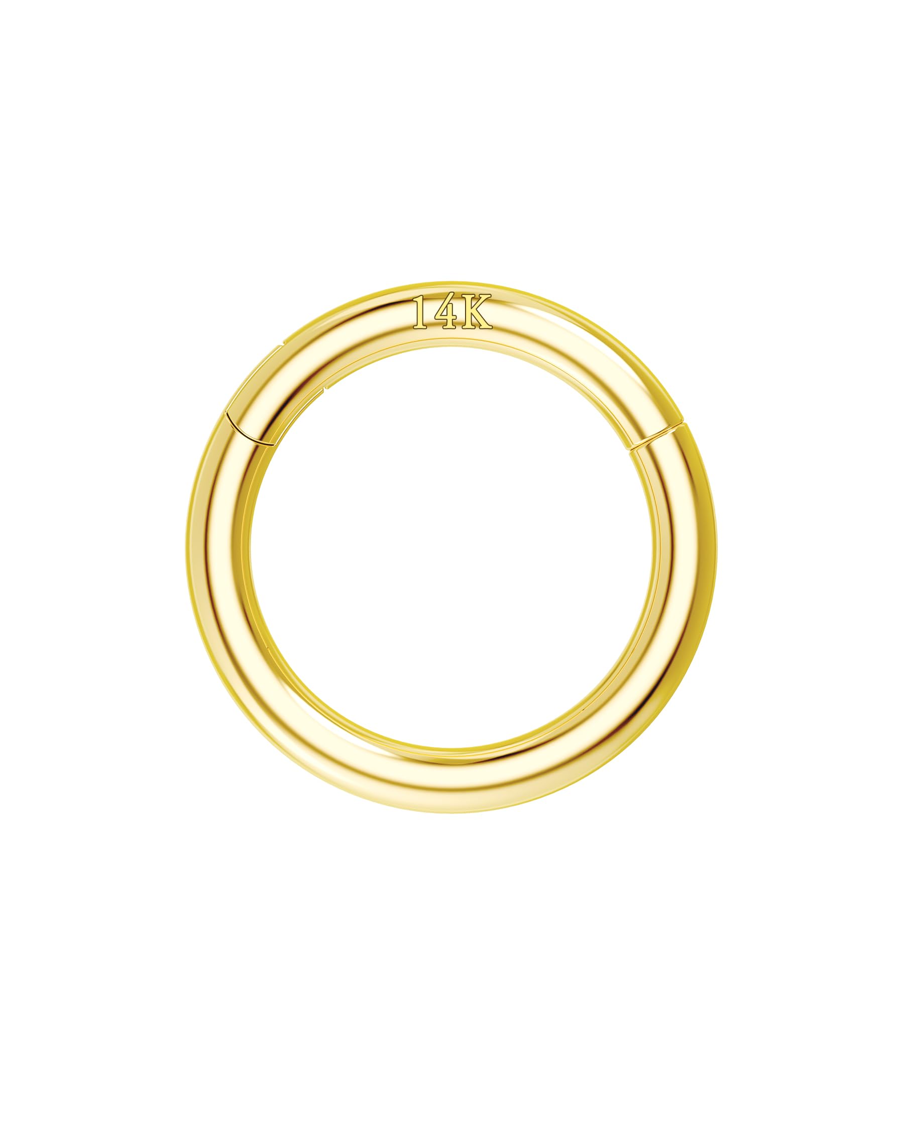 OUFER 16G 14K Solid Gold Hinged Clicker Segment Ring Lip Nose Hoop Helix Daith Tragus Septum Cartilage Earring 6MM