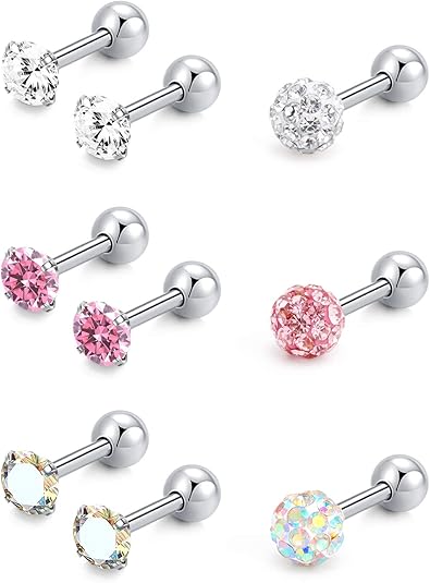 Piercing Labret/Orecchio In Acciaio 316L | Con CZ 3.5mm | 1.2mm Spessore | 8mm Lunghezza - Foto 2