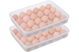 OJYUDD Deviled Egg Containers with Lid, (Set of 2),Stackable Plastic Egg Holder for 48 Eggs,Clear Egg Storage Holder for Fridge,Keep Fresh,Easter,Thanksgiving Party Kitchen Supplies