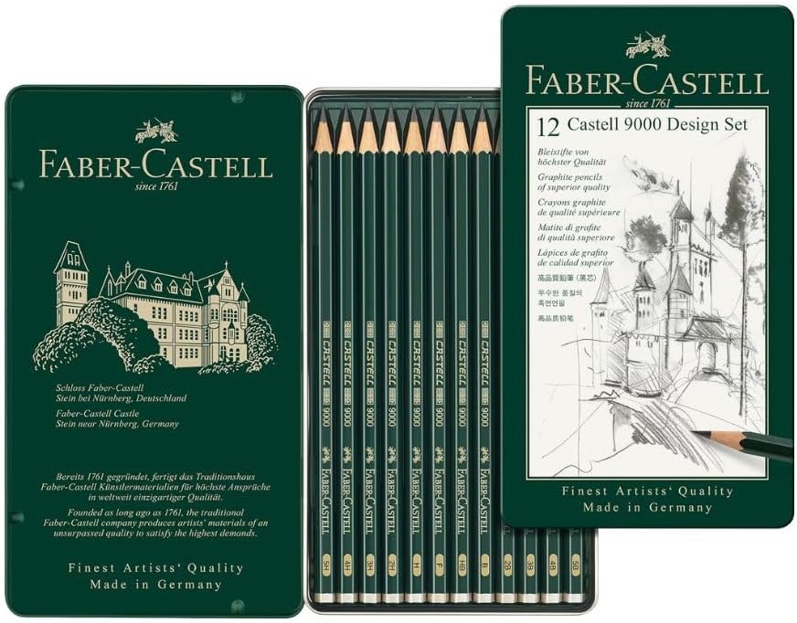 Faber-Castell 9000 Design Set 12 Pencils, Graphite 5B-5H