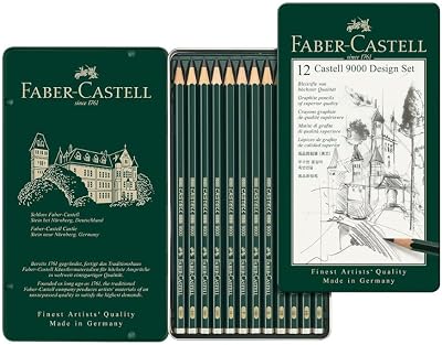 Faber-Castell 9000 Design Set 12 Pencils, Graphite 5B-5H