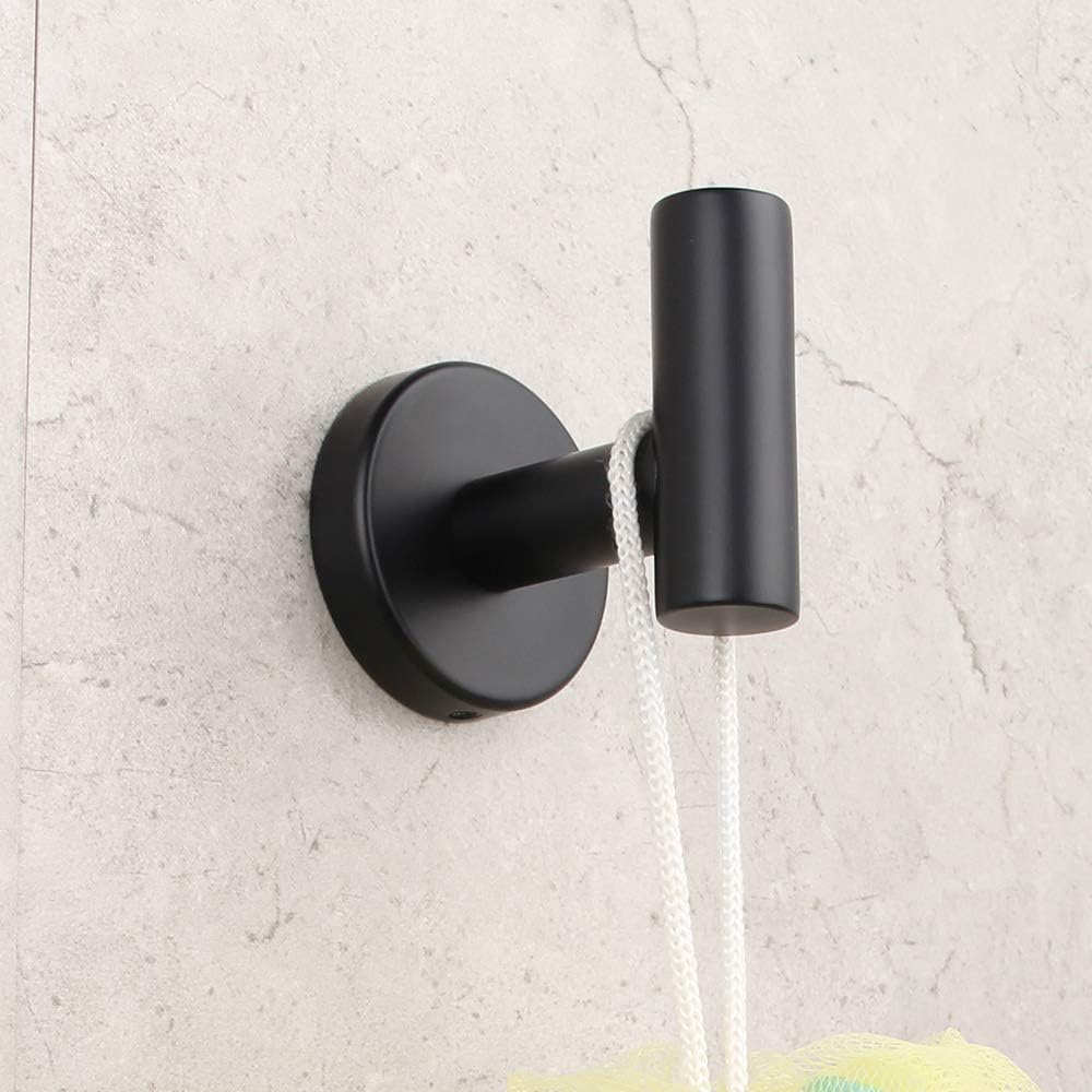 SUS 304 Stainless Steel Bathroom Hardware Set Matte Black 4 Pieces Bathroom Hardware Accessories Sets Wall Mounted Double Towel Bar Towel Holder Hook Toilet Paper Holder - - 