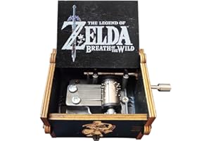 Bolunlun Legend of Zelda Merchandise, Wooden Hand-cranked Music Box, mini Antique Vintage Craft Laser Engraving Home décor Christmas, Wedding, Valentine's Day, Birthday Gifts