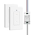WILAWELS 3 Way Wireless Light Switch and Receiver Kit with 2 Remotes, Expandable Remote Light Switch Kit for Lamps, Fans, No Wiring, Pre-Programmed, 100FT RF Range, FCC Certified