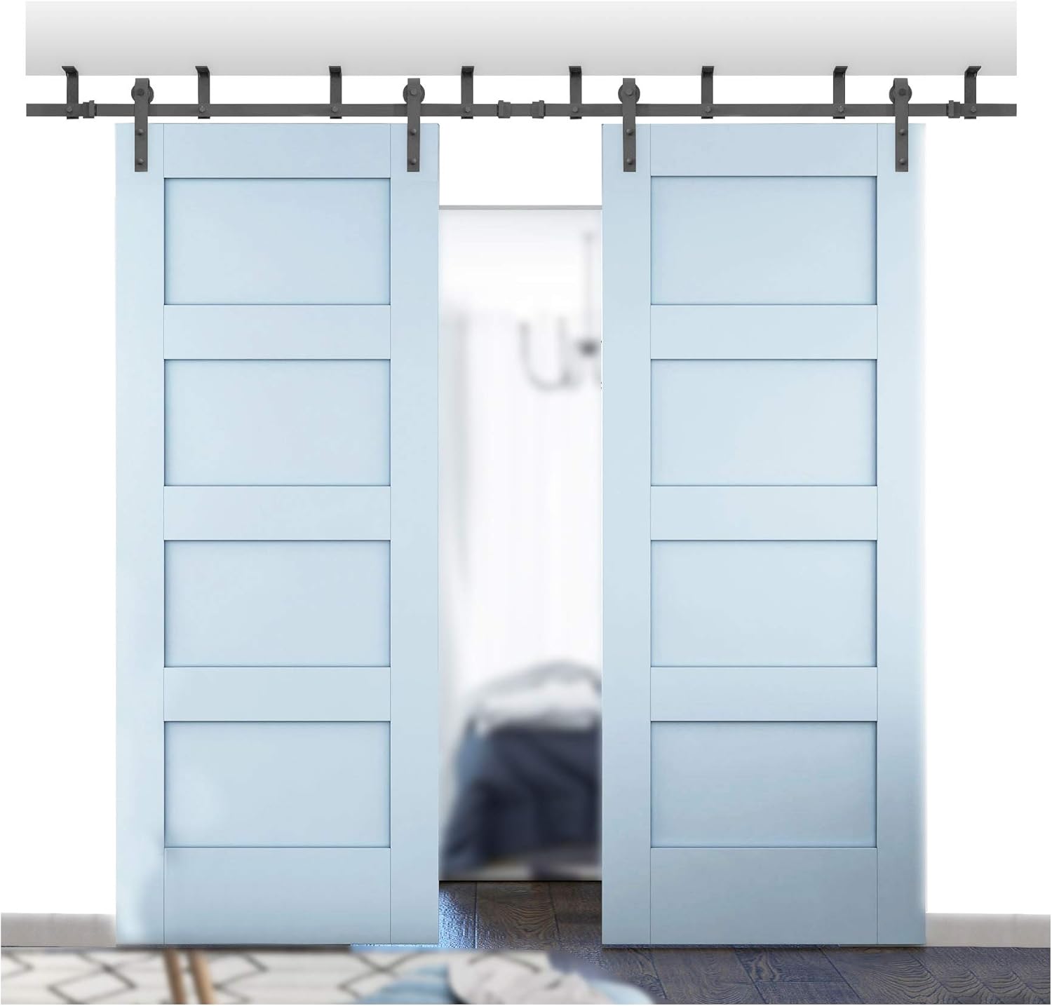 Amazon Com Diyhd 10ft Black Ceiling Mount Double Sliding Barn