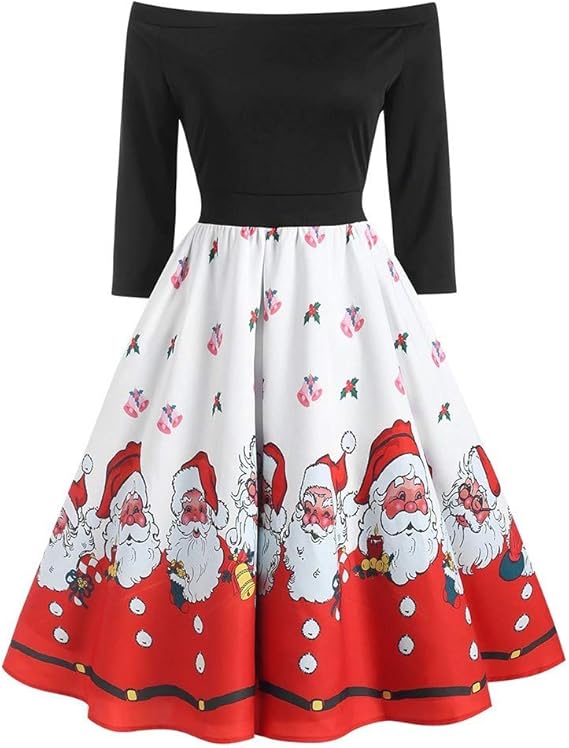 Celucke Weihnachtskleid Damen - Rotes Minikleid Mit Weinglas Druck