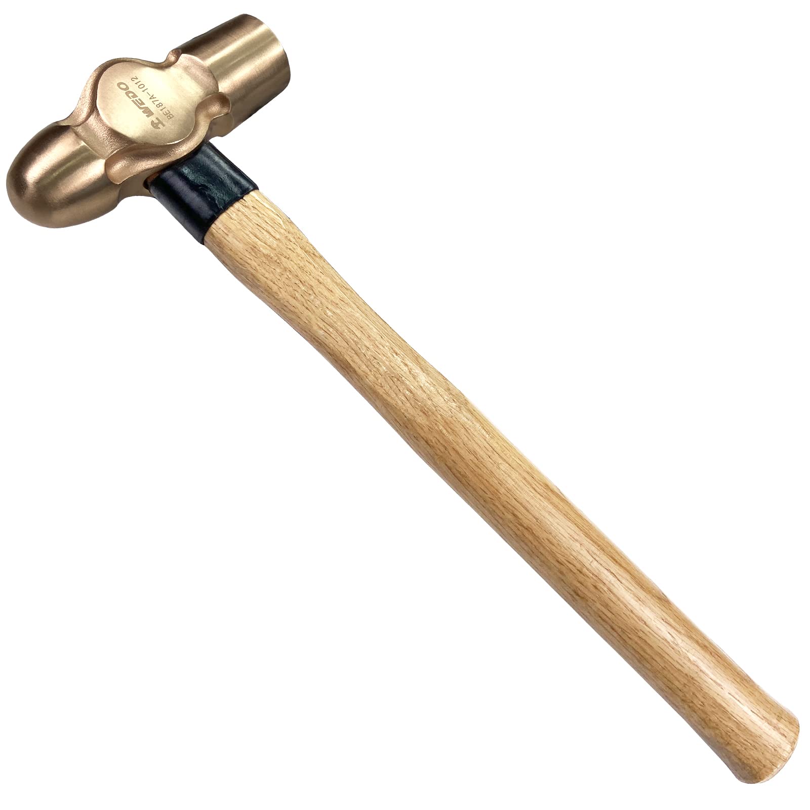 WEDO Spark-Free Engineer's Hammer Safety Craft Tool Ball Hammer with Wooden Handle Copper Beryllium 430 g