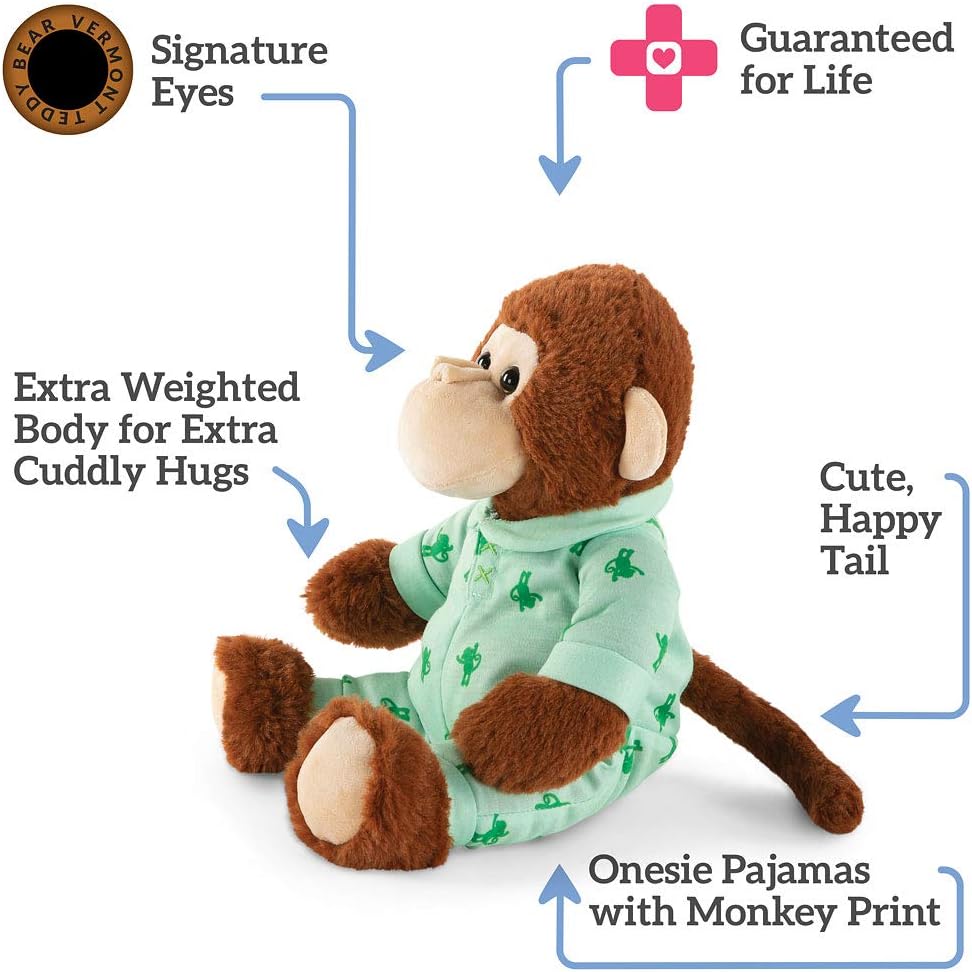 Vermont Teddy Bear Stuffed Monkey - Monkey Stuffed Animal, 13 Inch, PJ Pals: Toys & Games