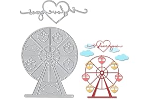 ABTOLS Valentine's Day Ferris Wheel Background Metal Cutting Dies, Heart Words Cloud Dies Cuts for Card Making Templates Embossing Mould DIY Stencils Scrapbooking Craft Album Paper Card Decor