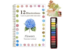 JEJIAKELL Watercolor Workbooks Coloring Book Easy Nature Scenes Beginner Friendly Watercolor Paint Set Art Crafts Painting Kit for Creative Exploration Gift for Adults Teens (Flowers, with palette)