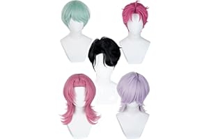 FIRECOS Women Men Cosplay Wigs Anime Cosplay Costume Wig Halloween Outfits Hair (Purple, Short)