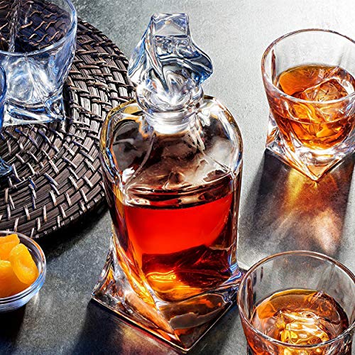 Glass Whiskey Liquor Decanter - High-End Modern Wine Decanter Weighted Bottom European Design 100% Lead Free Crystal Clear For Scotch, Liquor, Bourbon Etc. Whiskey Decanter With Magnetic Gift Box - Thumbnail 4
