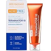 AcneFree Terminator 10 Acne Spot Treatment with Benzoyl Peroxide 10% Maximum Strength Acne Cream Treatment, 1 Ounce - Pack Of 1