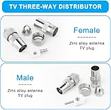 AXFEE 8PCS Digital Signal Antenna Splitter 4 Male 4 Female Coax Connectors view 3