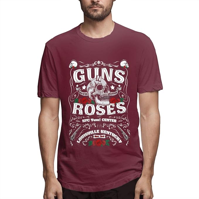 Amazon.com: Paidaxing Guns and Roses Men's Short Sleeve T-Shirt Tee Burgundy Xx-Large: Clothing
