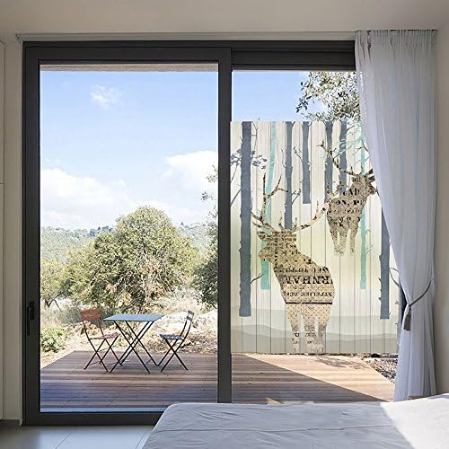 YL Stained Glass Decorative Window Film, Premium Static Cling No-Glue Stained Glass Decorative Window Film, Vinyl Scrub Privacy Window Film (60X90CM, Dream elk)