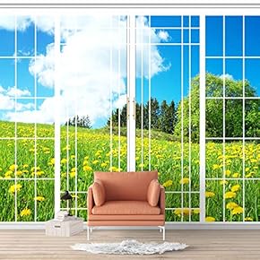 Wall Murals for Bedroom Vies from French Window Design Removable Wallpaper Peel and Stick Wall Stickers - 66x96 inches