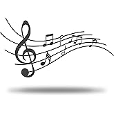 Vivegate Musical Notes Sign - 16"X9" Black Modern Metal Wall Decor for Any Room - Farmhouse Music Wall Art
