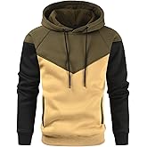 Niceif Men's Midweight Fleece Pullover Hoodies Casual Color Block Hooded Sweatshirt with Pockets
