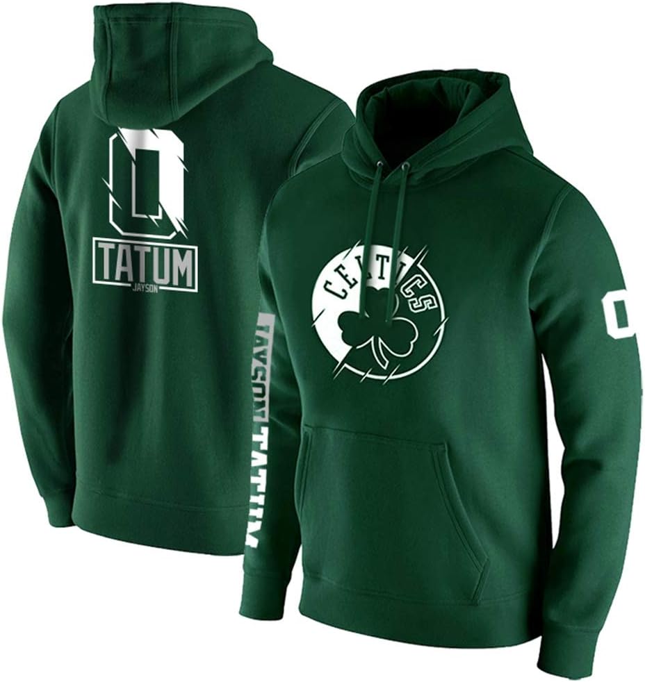 Basketball Jersey Boston #0 Jayson Tatum Hooded Sweater Plus Velvet Thickening Autumn Winter Basketball Hoodie Sports Training Suit Jacket (159-200CM)