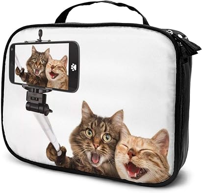 Amazon メイクボックス メイクケース メイクブラシバッグ エクストラ ラージコスメ収納ケース 化粧品バッグ写真を撮る 動物柄 猫 猫柄 萌え 旅行用 大容量 プロ用 おしゃれ 多機能 シューズ バッグ