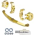 FriHobby Brass Steering Knuckles Caster Blocks C-Hubs and Steering Link for TRX4M TRX4MT 1/18 RC Crawler Upgrades (Gold)